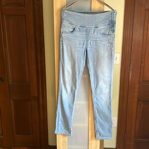 Spanx side-zip jeans, light wash